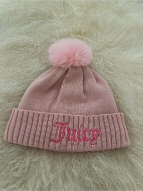 Juicy By Juicy Couture Women's Pom Beanie Cap One Size Pink Warm